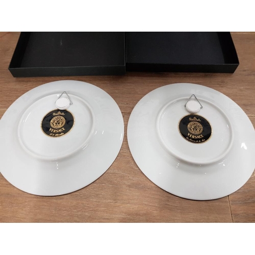 181 - VERSACE FOR ROSENTHAL A PAIR OF WALL PLATES D V FLORALIA AND LES TRESONS DE LA MER 18CM DIAMETER WIT... 