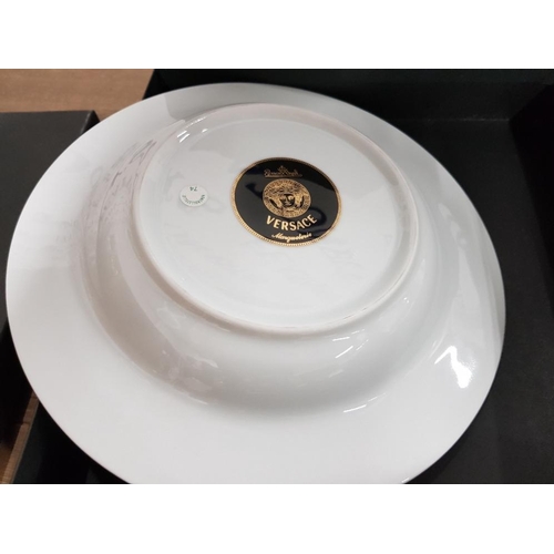 182 - VERSACE FOR ROSENTHAL IKARUS MARQUERETIE PATTERN DINNER PLATE AND MARQUETERIE SOUP BOWL BOTH WITH CO... 