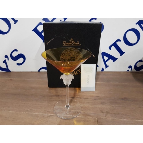 187 - VERSACE FOR ROSENTHAL A LILA COCKTAIL AMBER GLASS WITH COA IN ORIGINAL BOX