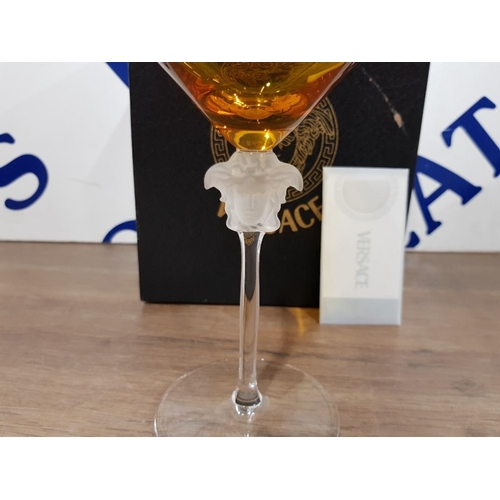 187 - VERSACE FOR ROSENTHAL A LILA COCKTAIL AMBER GLASS WITH COA IN ORIGINAL BOX