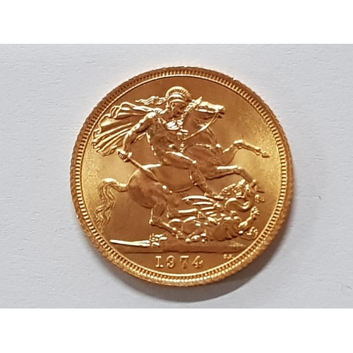 196 - 22CT GOLD 1974 FULL SOVEREIGN COIN