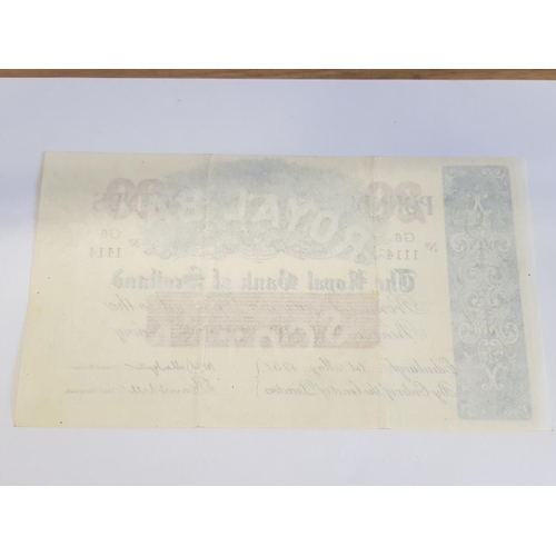 32 - ROYAL BANK OF SCOTLAND 20 POUNDS BANKNOTE DATED 1-5-1957, SERIES G6-1114, PICK 319C, VF, TINY SPOTS