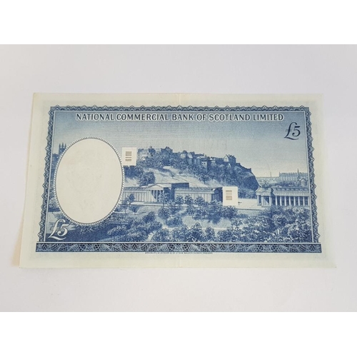 33 - NATIONAL COMMERCIAL BANK OF SCOTLAND 5 POUNDS BANKNOTE DATED 4-1-1966, LAST SERIES N, PICK 272A, EF