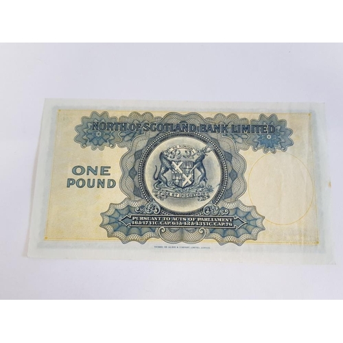 36 - NORTH OF SCOTLAND BANK LTD 1 POUND BANKNOTE DATED 1-7-1945 SERIES D, PICK S644A, WEBSTER SIGNATURE, ... 