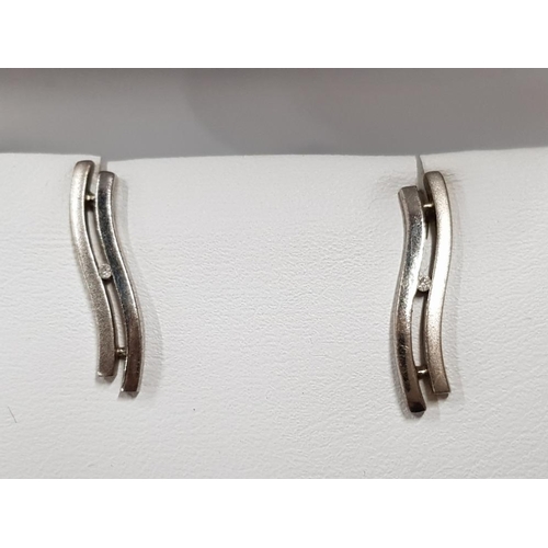 46 - BOXED SILVER AND DIAMOND EARRINGS, UNWORN