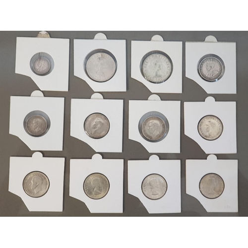 51 - 12 AUSTRALIAN SILVER COINS. 3D(1) 6D(1) 1 SHILLING(8) AND 2S (2)