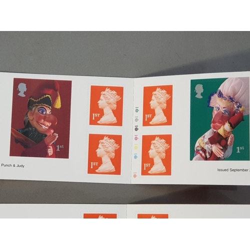 53 - 2 ROYAL MAIL BOOKLETS INCLUDING 2001 PUNCH AND JUDY PLUS FLAGS AND ENDINGS, BOTH COMPLETE SELF ADHES... 