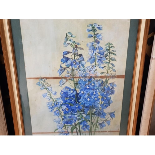 78 - TWO JAPANESE PRINTS OF FLOWERS, ONE SIGNED, ALONG WITH A PRINT OF A VASE OF FLOWERS SIGNED BY S.LEIG... 