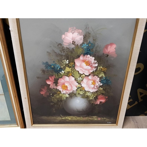 78 - TWO JAPANESE PRINTS OF FLOWERS, ONE SIGNED, ALONG WITH A PRINT OF A VASE OF FLOWERS SIGNED BY S.LEIG... 