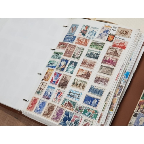 291 - BOX CONTAINING MISCELLANEOUS STAMP ALBUMS AND STAMPS FROM AROUND THE WORLD PLUS STAMP REFRENCE BOOKS