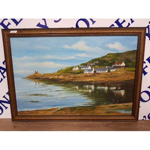 397 - AN OIL PAINTING OF THE ISLE OF SKYE SIGNED BUSHELL 50 X 75CM