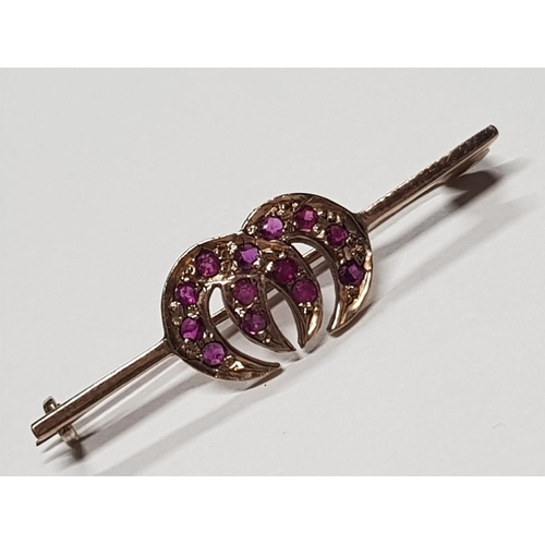 414 - 9CT PINK STONE BROOCH, 2G GROSS