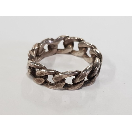 421 - SILVER CURB LINK STYLE RING SIZE P 1/2 5.2G