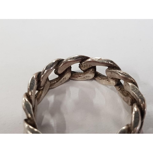 421 - SILVER CURB LINK STYLE RING SIZE P 1/2 5.2G