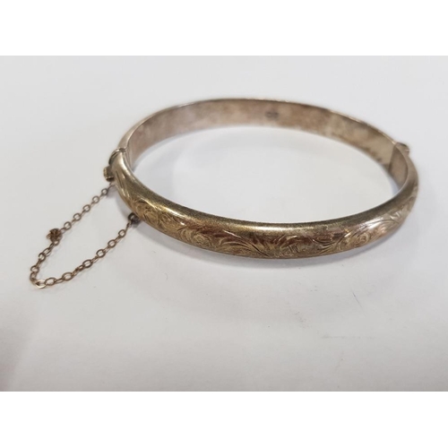 422 - SILVER BANGLE WITH SAFETY CHAIN 11.8G