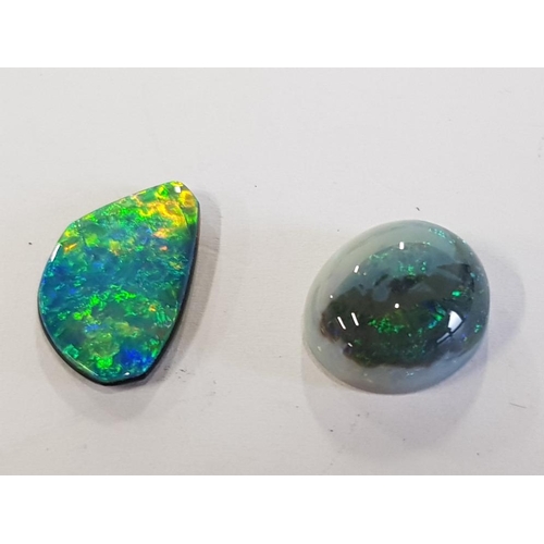 427 - TWO BLACK OPAL DOUBLETS