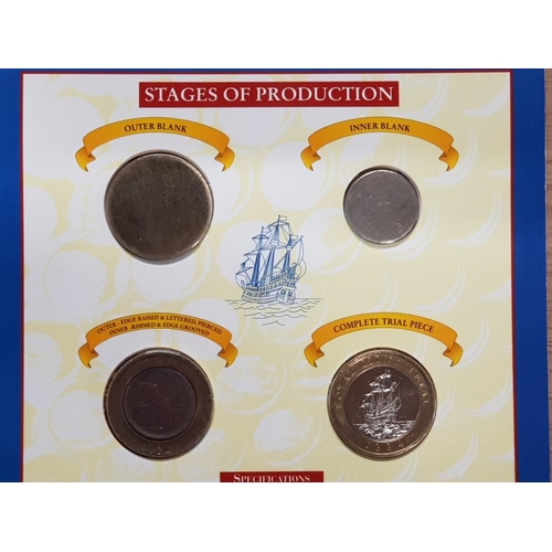 242 - 1994 ROYAL MINT FIRST TRIAL STRIKE BICOLOUR 2 POUND COIN SET WITH THE 4 STAGES OF PRODUCTION INCLUDI... 