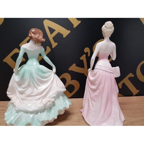 252 - 2 COALPORT LADY FIGURES 1 LADY OF FASHION LAVINIA AND GIRL WITH GREEN DRESS