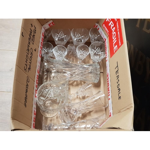 440 - SEVENTEEN PIECES OF CUT CRYSTAL DRINKING GLASSES AND VASES