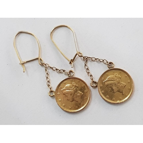 gold dollar coin earrings