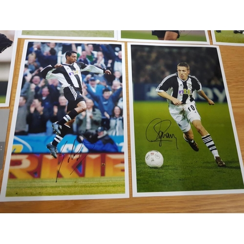 104 - 8 DIFFERENT SIGNED NEWCASTLE UNITED 8X12 INCH PHOTOGRAPHS OF GARY SPEED, SHAY GIVEN, LUA LUA, NIKOR ... 