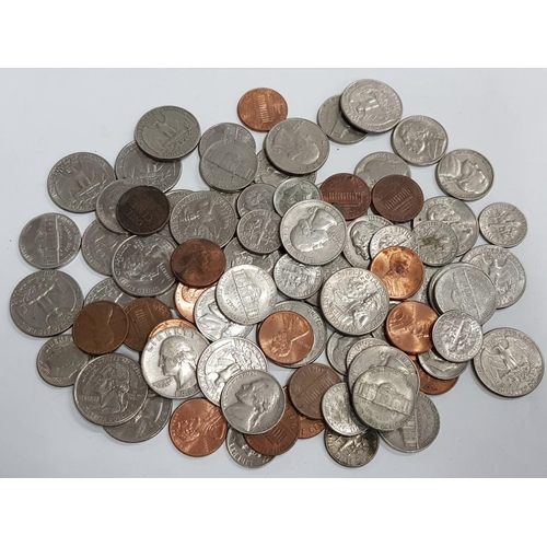 113 - BOX OF 20TH CENTURY AMERICAN PENNIES, NICKELS, DIMES AND QUARTERS