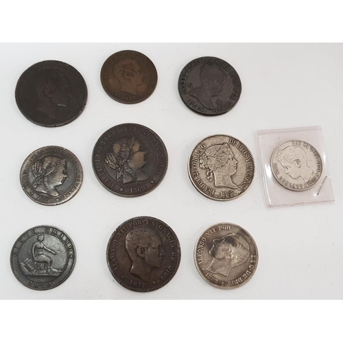 14 - SPAIN MIXED COINAGE INCLUDING OLD COPPER AND SILVER COIN HIGH GRADES