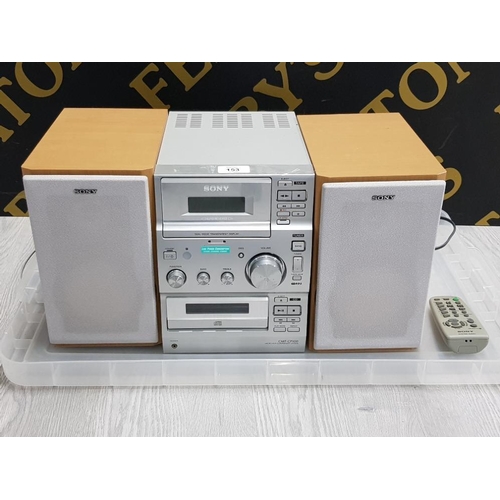 153 - SONY ELECTRONICS HI-FI SYSTEM WITH CD AND TAPE PLAYER AND REMOTE