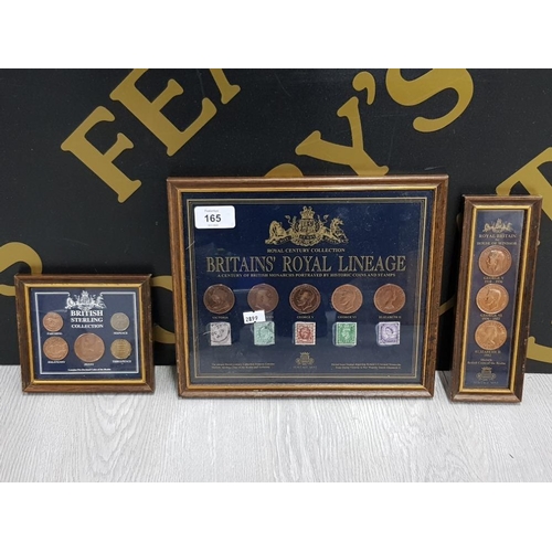 165 - COLLECTION OF BRITISH FRAMED COIN AND STAMP SETS