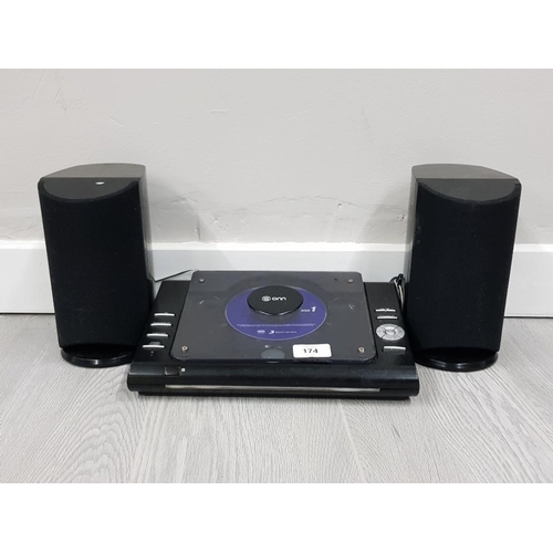 174 - ONN MUSIC SYSTEM WITH A PAIR OF SPEAKERS