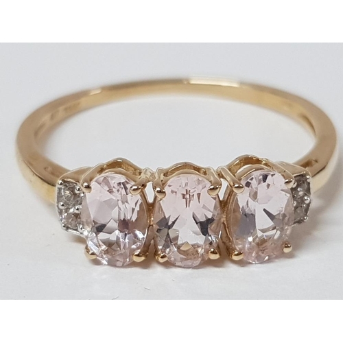 190 - A 9CT YELLOW GOLD PINK AND WHITE STONE RING SIZE R 1/2 1.9G GROSS