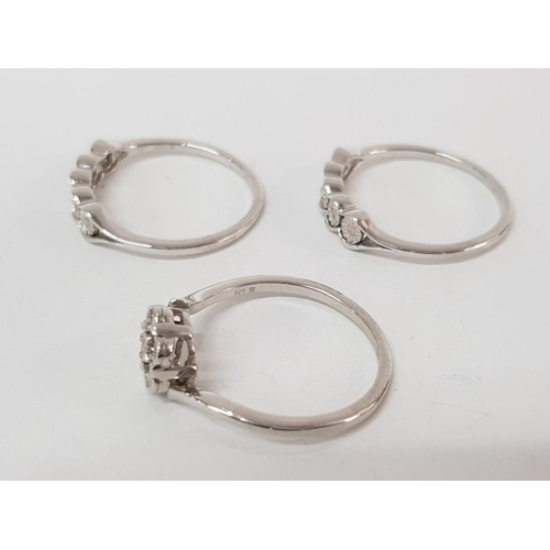 48 - THREE SILVER AND CZ RINGS STAMPED SIZE U 7.2G GROSS