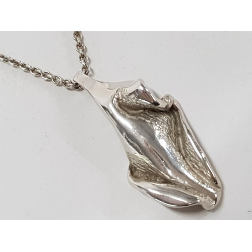 53 - DESIGNER MODERNIST STERLING SILVER PENDANT AND CHAIN, H.S.925 HERMANN SIERSBOL KASTRUP 1948, 16.6 GR... 