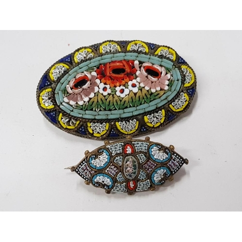 54 - 2 VINTAGE ITALIAN MICRO MOSAIC BROOCHES, BOTH NICELY DETAILED PIECES