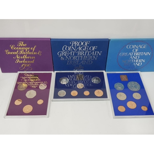 59 - 3 COINAGE OF GREAT BRITAIN AND NORTHERN IRELAND PROOF SETS, ALL IN ORIGINAL CASES DATED 1977,1980,19... 