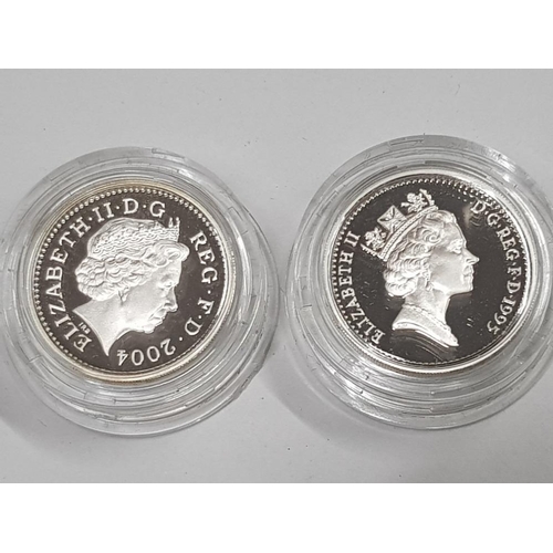 66 - TWO 1 POUND COINS INCLUDES 925 SILVER PROOF 1995 WELSH COIN MINTAGE 40,000 AND 925 SILVER PROOF 2004... 