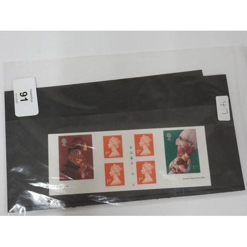 91 - TWO 2001 ROYAL MAIL STAMP BOOKLETS, PUNCH AND JUDY AND FLAGS AND ENSIGNS, 2 COMPLETE SELF ADHESIVE B... 