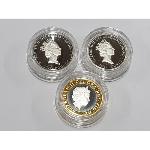 95 - ROYAL MINT UK 2 POUND SILVER PROOF PIEDFORT COINS X3 COMPRISING 1995 UNCIRCULATED, 1996 FOOTBALL AND... 