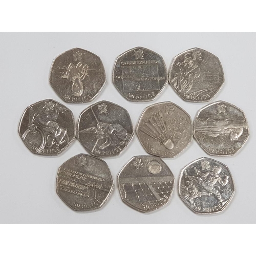 207 - 10 COMMEMORATIVE 50P COINS 2011- ALL SPORTS AND OLYMPICS RELATED