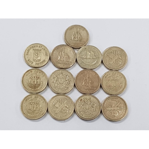 214 - 13 COMMEMORATIVE 1 POUND COINS 1983 TO 1998 INCLUDING JERSEY