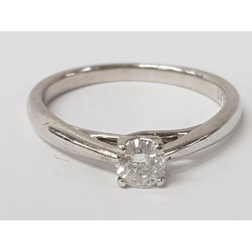 274 - 9CT WHITE GOLD DIAMOND SOLITAIRE RING APPROXIMATELY  .33CT