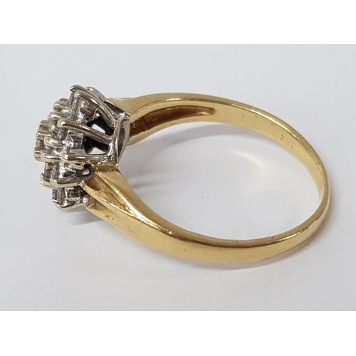 279 - 18CT YELLOW GOLD DIAMOND CLUSTER RING, 3.8G GROSS SIZE M