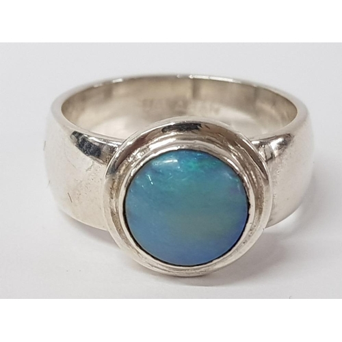 269 - SILVER AND OPAL RING BY THE MAKER BALABAN, 7.1G SIZE M