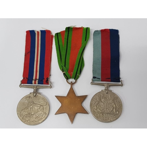 302 - 3 WWII MEDALS INCLUDES 39-45 STAR, 39-45 MEDAL AND THE DEFENCE MEDAL AND RIBBONS