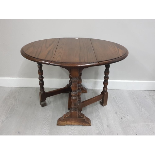 114 - SOLID OAK GATE LEGGED OCCASIONAL TABLE