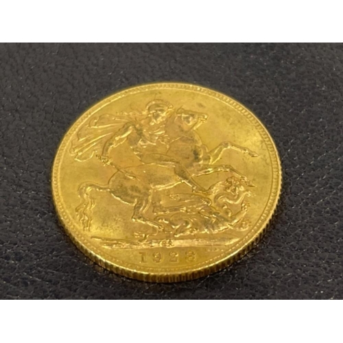 129 - 22CT FULL GOLD SOVEREIGN 1928 STRUCK IN SOUTH AFRICA