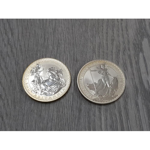 156 - UK BRITANNIA SILVER ONE OUNCE COINS 1999 AND 2002