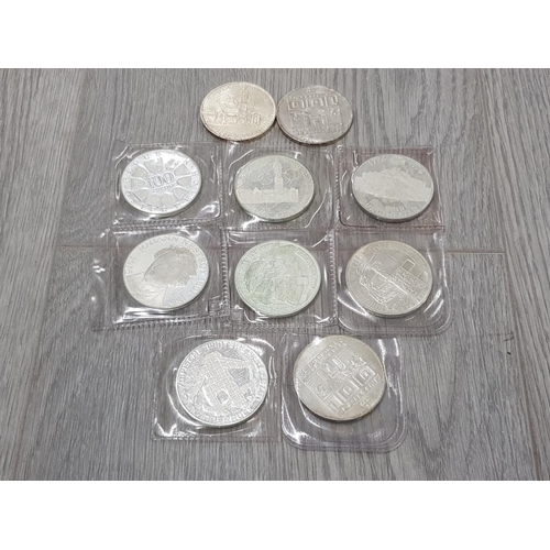 157 - 10 DIFFERENT AUSTRIAN SILVER 100 SCHILLING COINS 1976