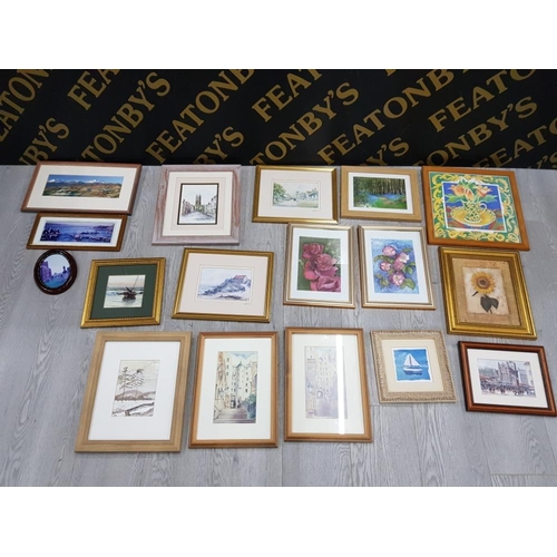 185 - COLLECTION OF FRAMED PRINTS INCLUDES SOME LOCAL INTEREST, FLOWERS AND OUTDOOR SCENES ETC