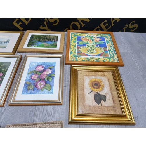 185 - COLLECTION OF FRAMED PRINTS INCLUDES SOME LOCAL INTEREST, FLOWERS AND OUTDOOR SCENES ETC